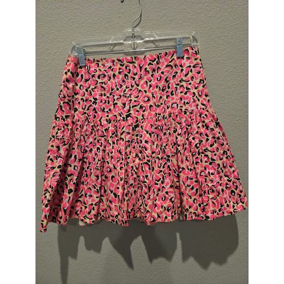 Lilly Pulitzer Women's Pink Leopard Print Flare Mini Skirt Size 4 - Picture 1 of 5